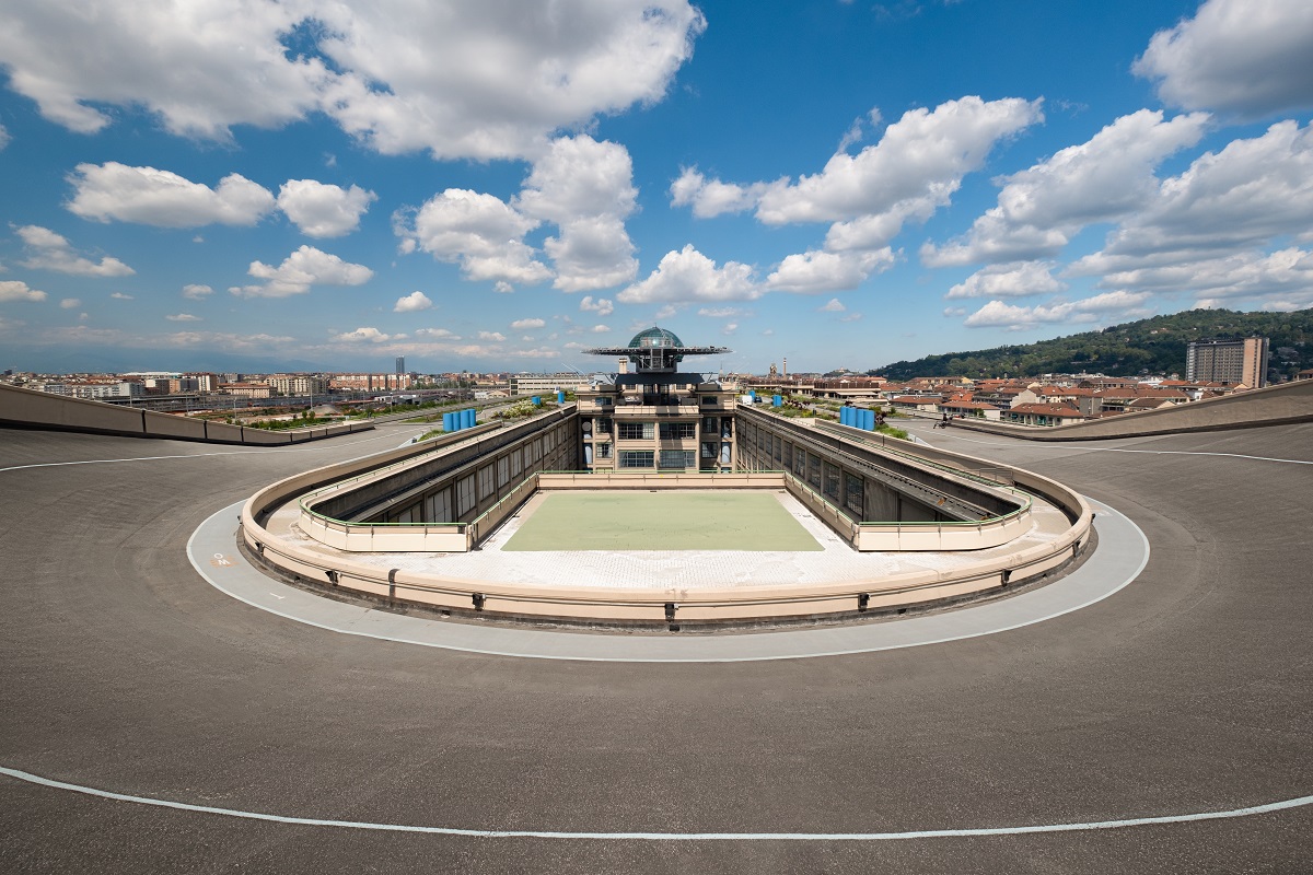 the rooftop test track on top of the Lingotto building in Torino, Italy. 