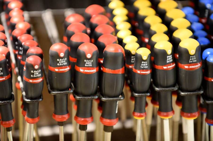 Screwdrivers made by French company Facom inside a BHV store in Paris, France