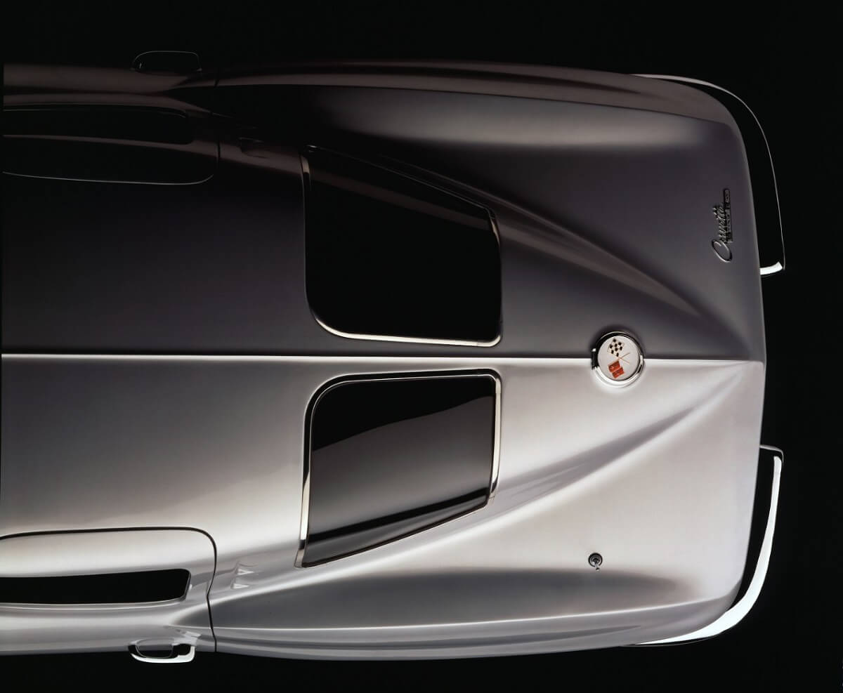 The 1963 Chevrolet Corvette Stingray shows off its split-window construction. 