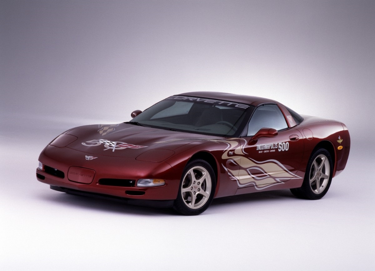 A 50th Anniversary Corvette shows off its Indy Pace Car livery. 