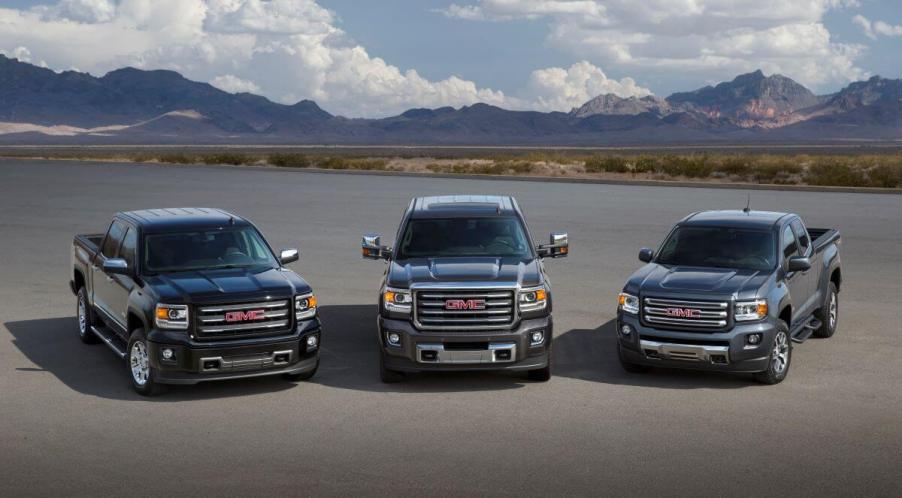 (L to R) 2014 GMC Sierra All Terrain, 2015 GMC Sierra HD All Terrain, 2015 GMC Canyon All Terrain