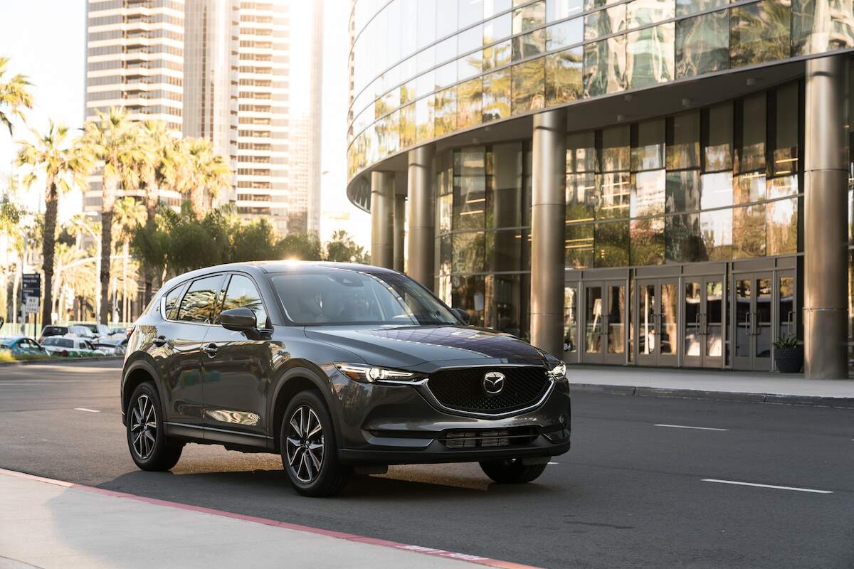 A dark-gray metallic 2018 Mazda CX-5