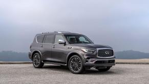 A gray 2023 Infiniti QX80 full-size luxury SUV model