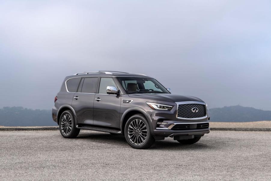 A gray 2023 Infiniti QX80 full-size luxury SUV model