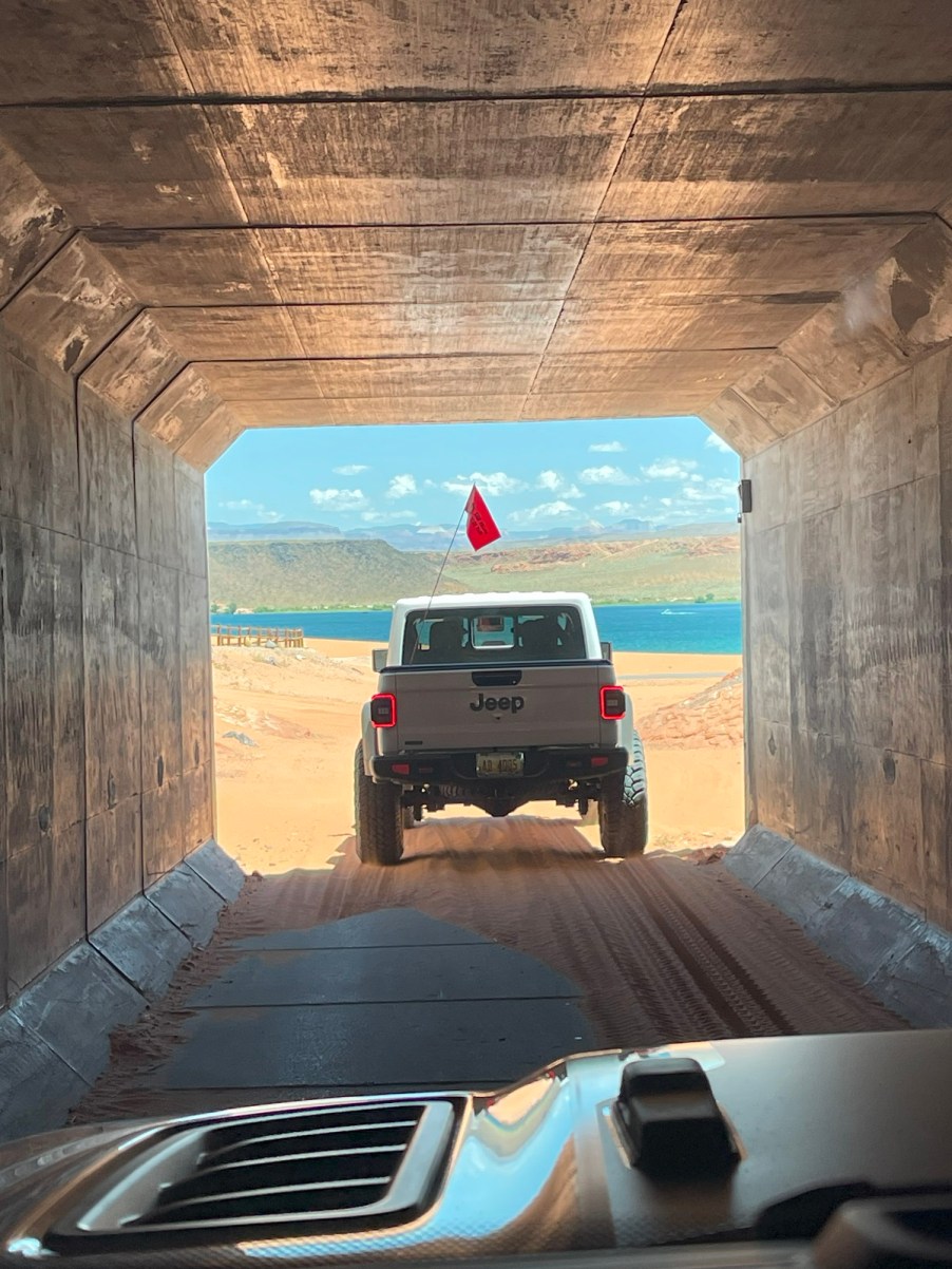 The 2023 Jeep Gladiator off-roading in the Utah desert