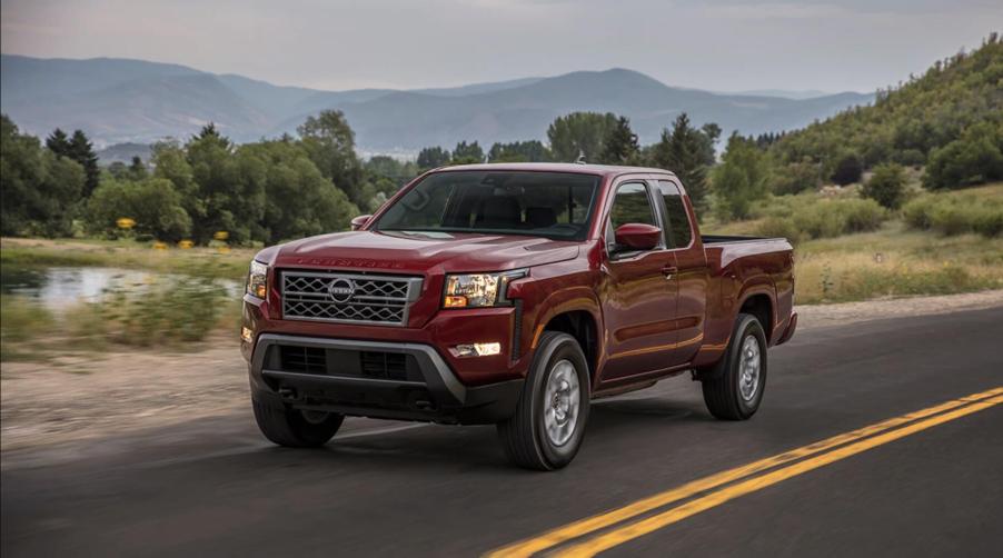 The 2023 Nissan Frontier King Cab on the road