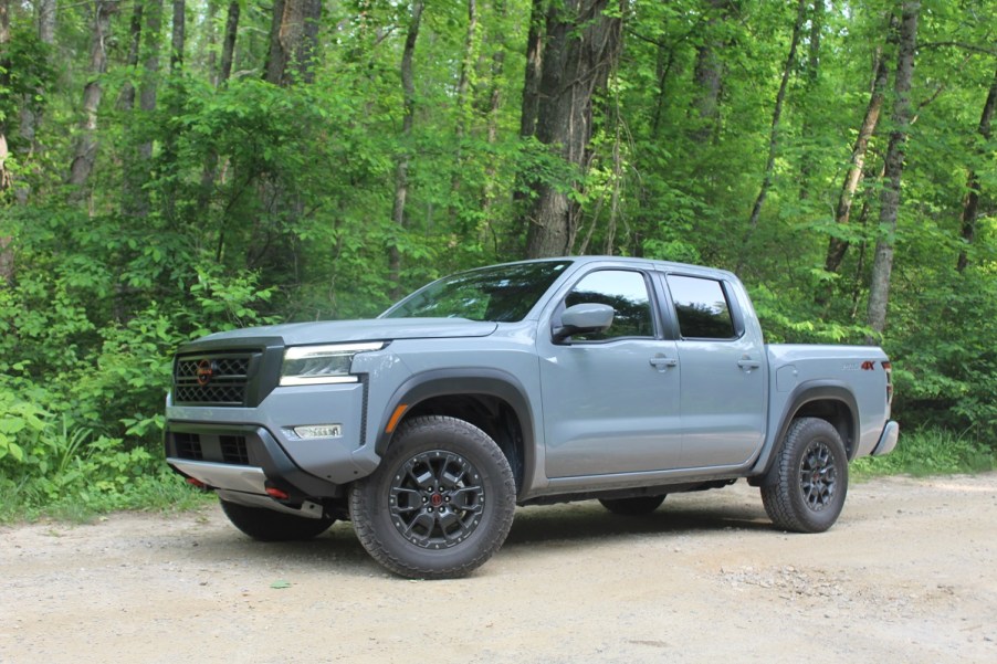 The 2023 Nissan Frontier Pro-4X off-roading in the mud