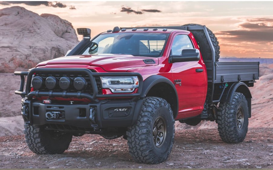 AEV Prospector XL Tray Bed parked at sunset