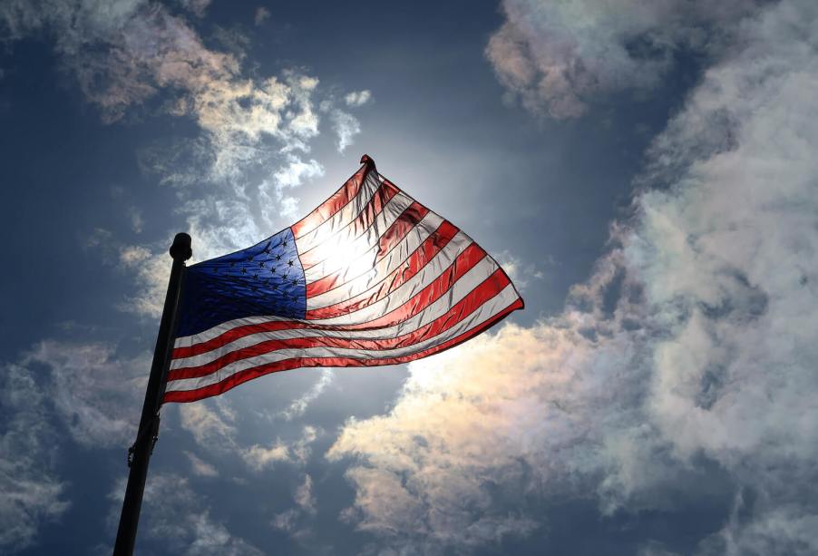 The national flag of the U.S.A. where the Ford F-150 full-size pickup truck is made.