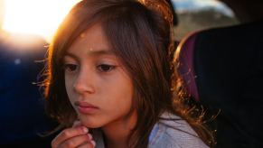 A child sits in the back of a car with an air ionizer in its HVAC filtration system which might be making them sick.