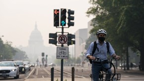 Driving through wildfire smoke in Washington D.C.