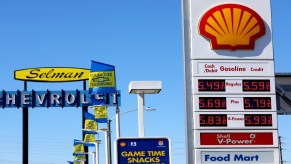 Shell gas station along the 1900 block of E. Chapman and the 55 Freeway on Tuesday, March 8, 2022 in Orange, CA.