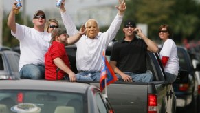 Full-size truck with partiers