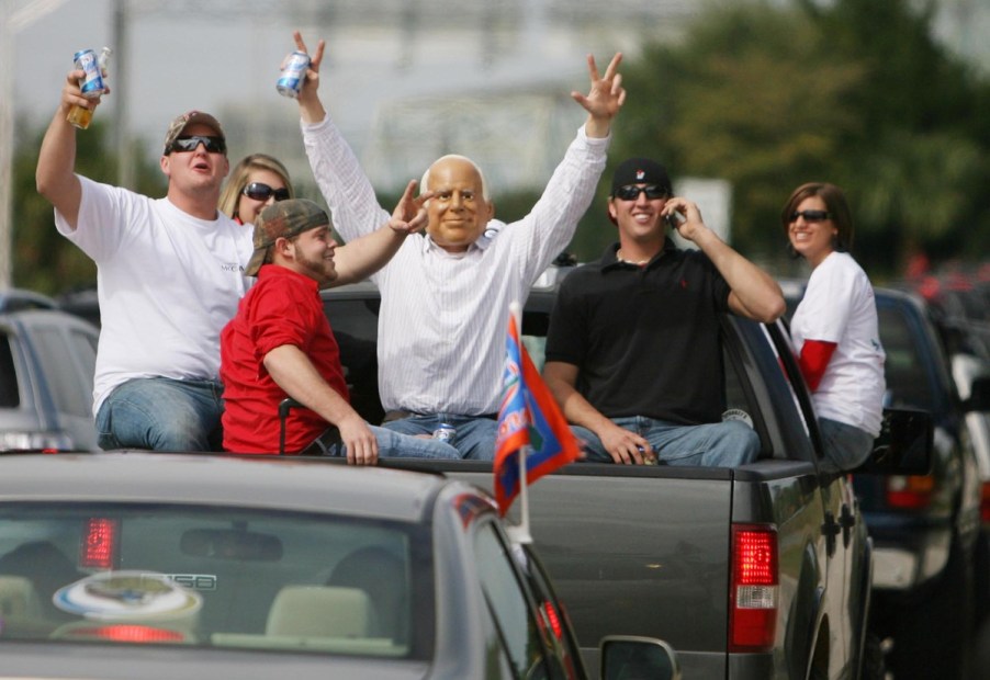 Full-size truck with partiers