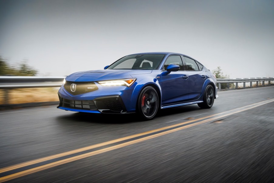 2024 Acura Integra Type S in blue on a road