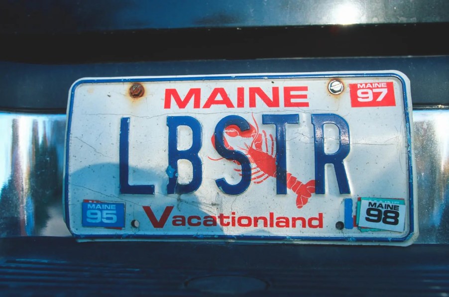 A vanity "LBSTR" Maine license plate.