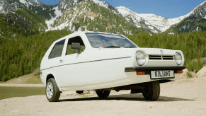 white Reliant Robin in the U.S.