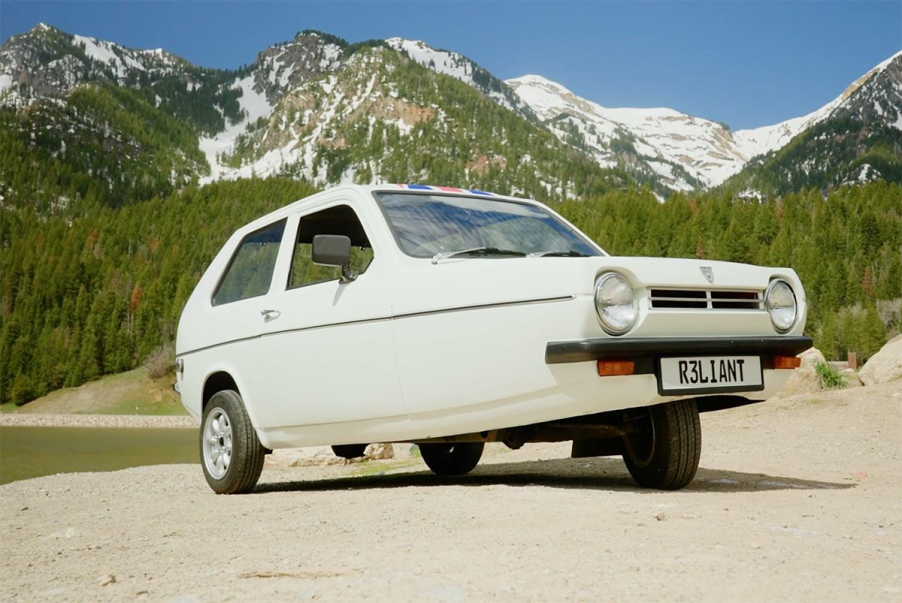 white Reliant Robin in the U.S.