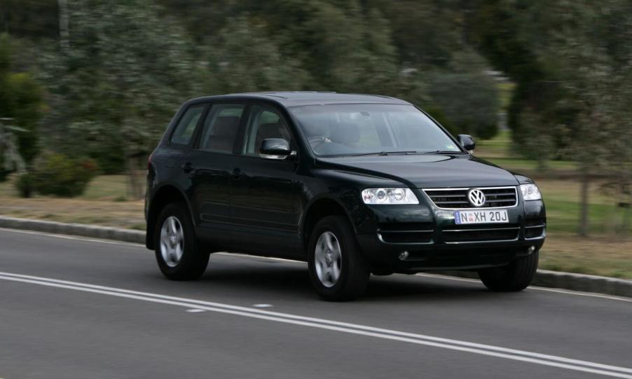 A dark green Volkswagen Touareg four-wheel drive (4WD) diesel model pictured in Australia in 2005