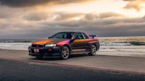 A U.S.-legal Nissan Skyline R34 GT-R V-Spec in Midnight Purple II