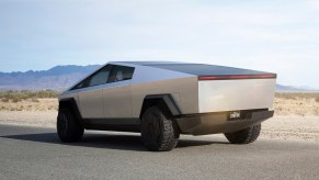 Tesla Cybertruck in desert setting