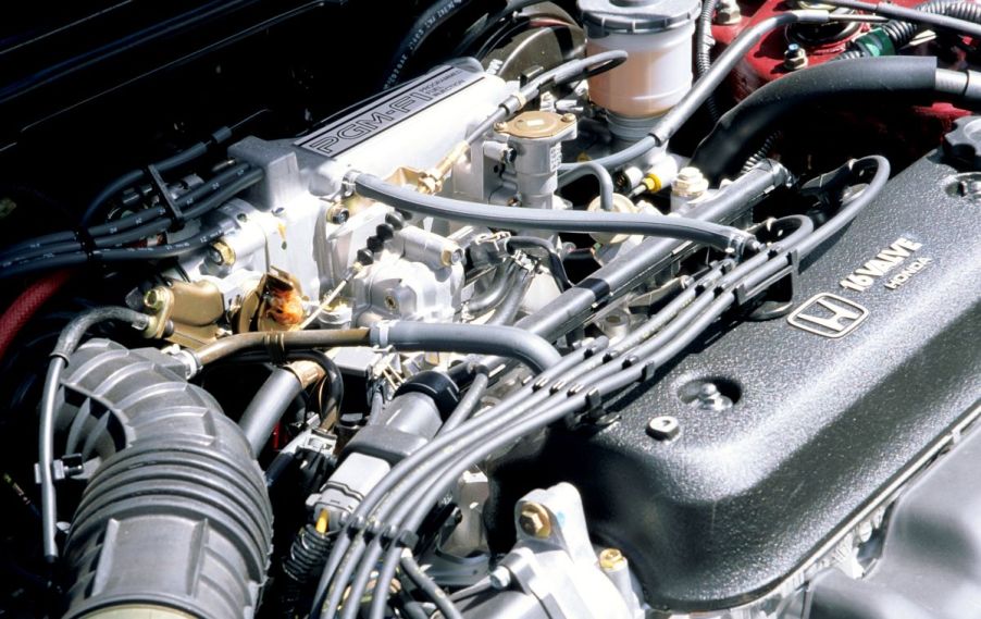 Under the hood of a Honda automobile featuring a 16-valve engine