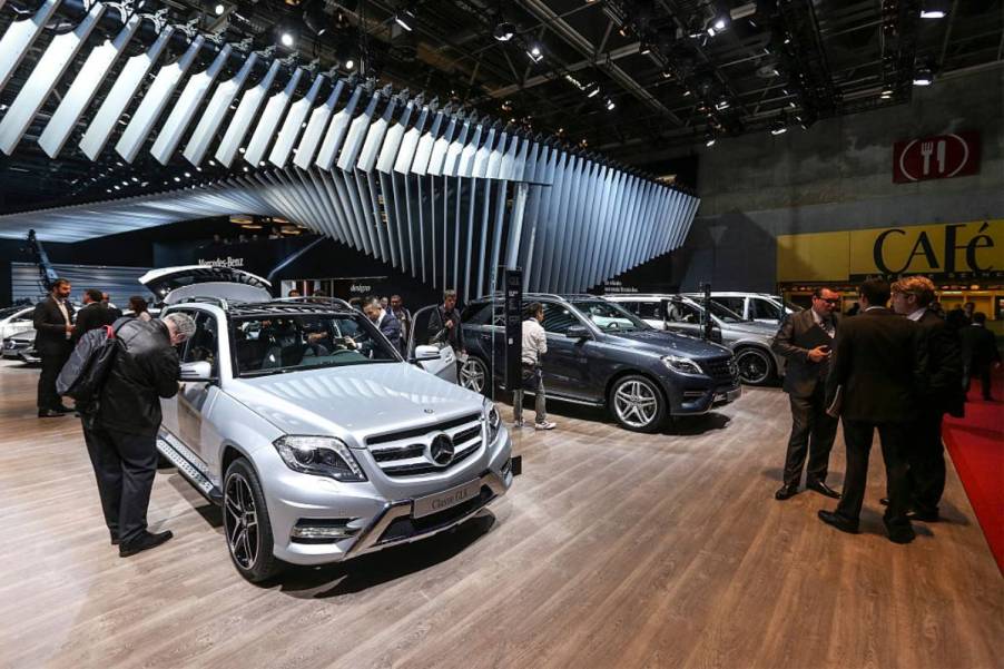 A 2014 Mercedes-Benz GLK on display at an auto show.