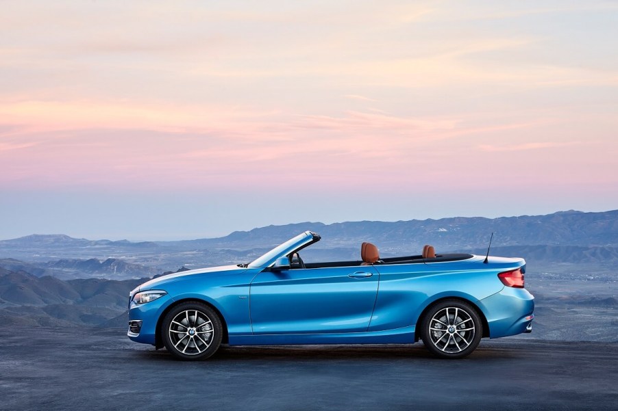 A 2018 BMW 2 Series Convertible shows off its side profile.