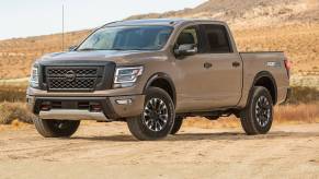 The 2023 Nissan Titan off-roading in the desert sand