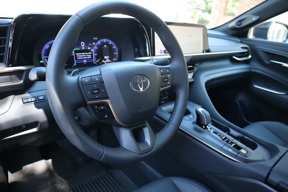 A view of the front interior in the 2023 Toyota Crown