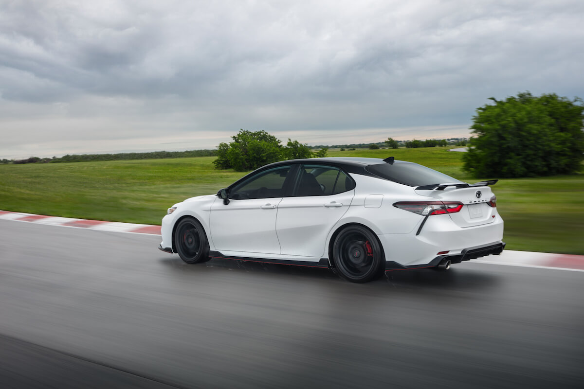 The rear end of the 2024 Toyota Camry TRD