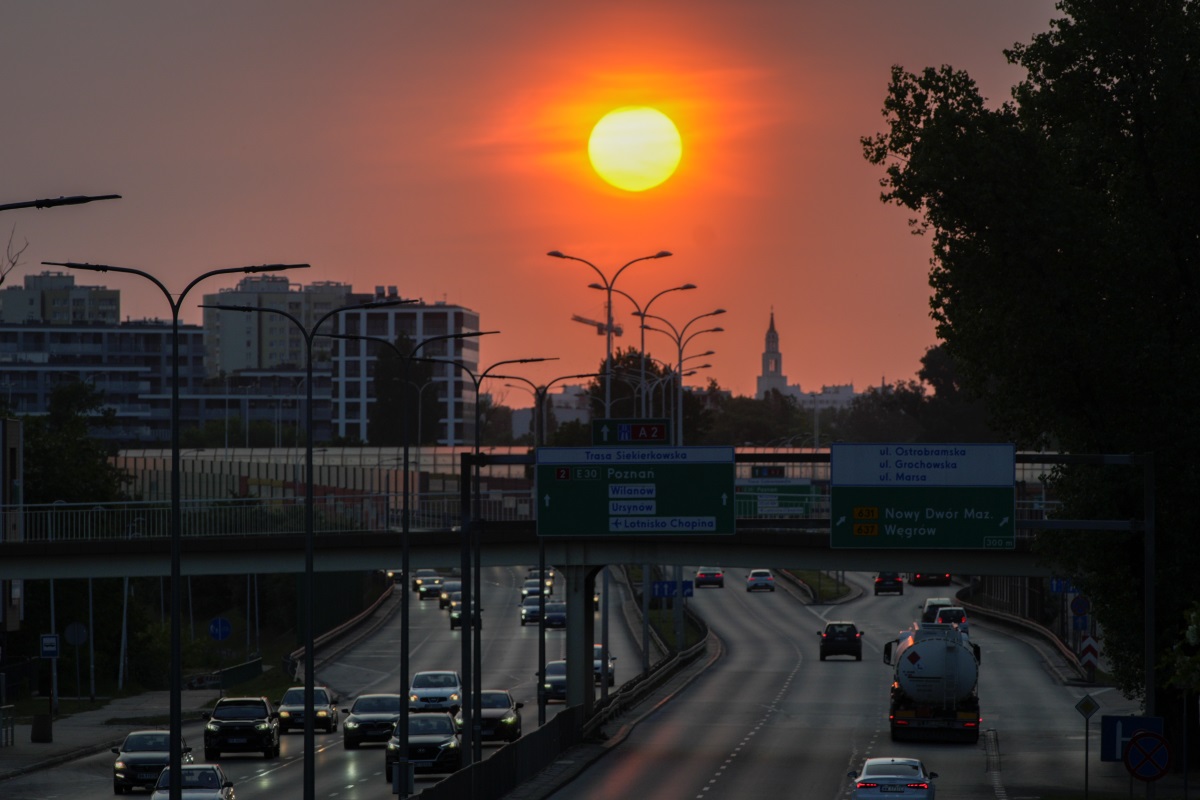 Cars driving on a summer night