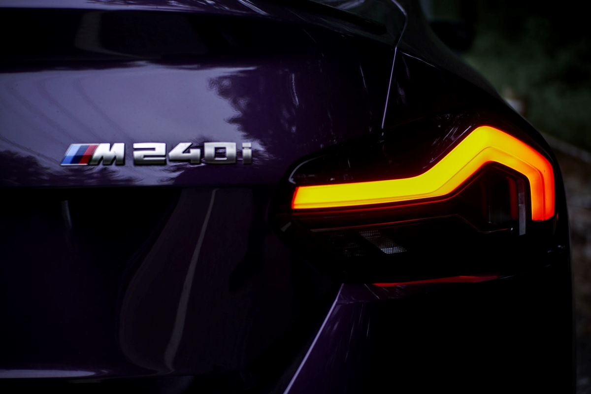 Closeup of the BMW M240i taillight