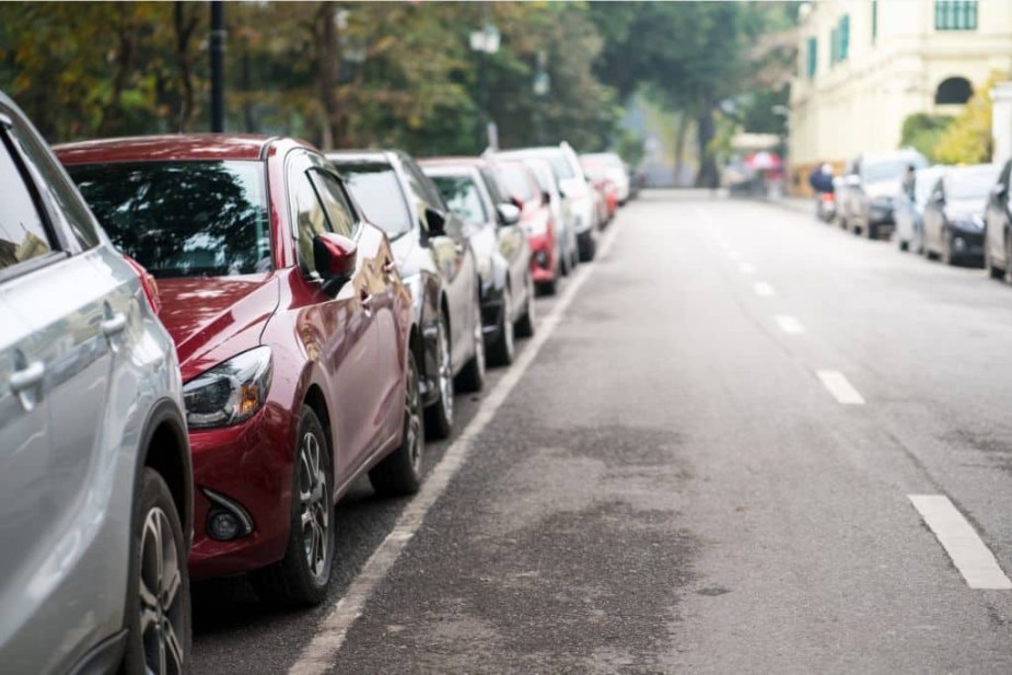 Parallel parking in a busy city area