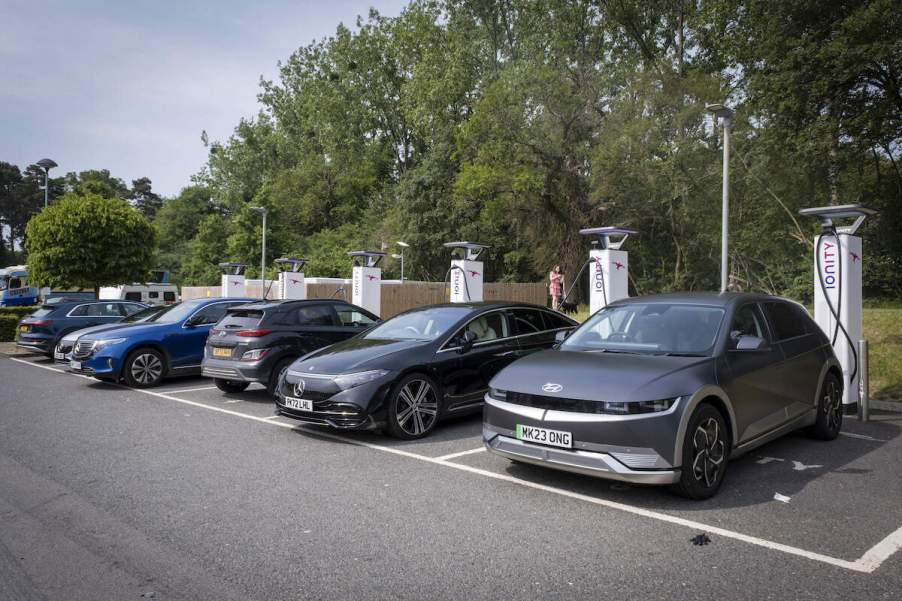 Electric cars charging at an EV charging station is one place vulnerable to hackers