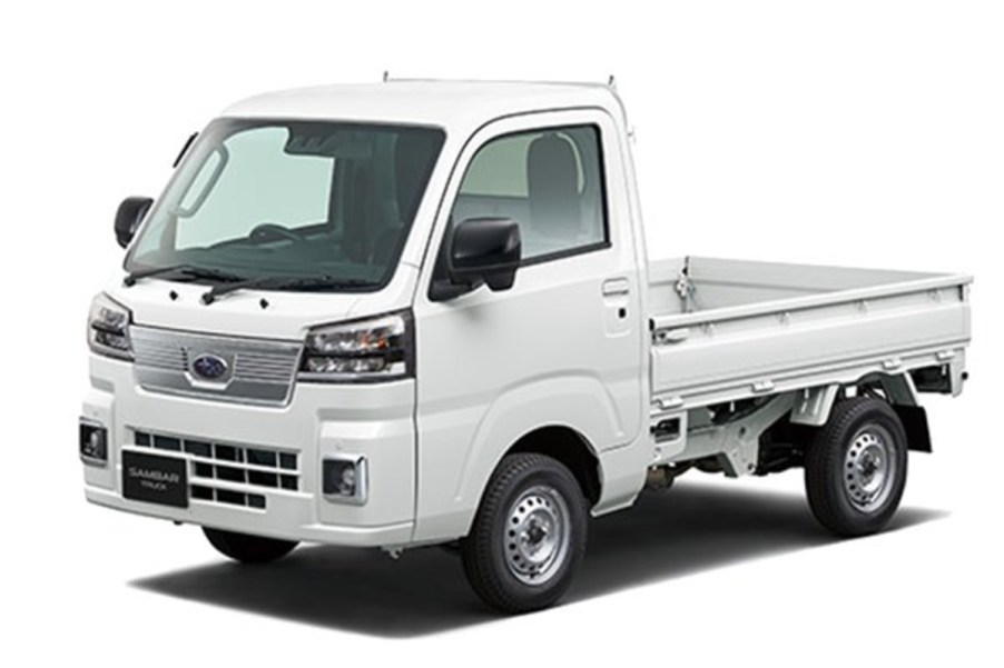 White 2023 Subaru Sambar pickup on white background