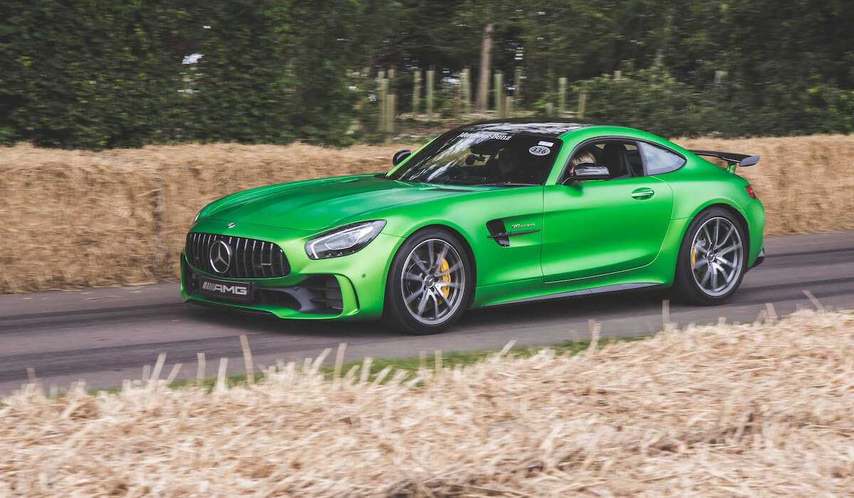 A green 2016 AMG GT-R