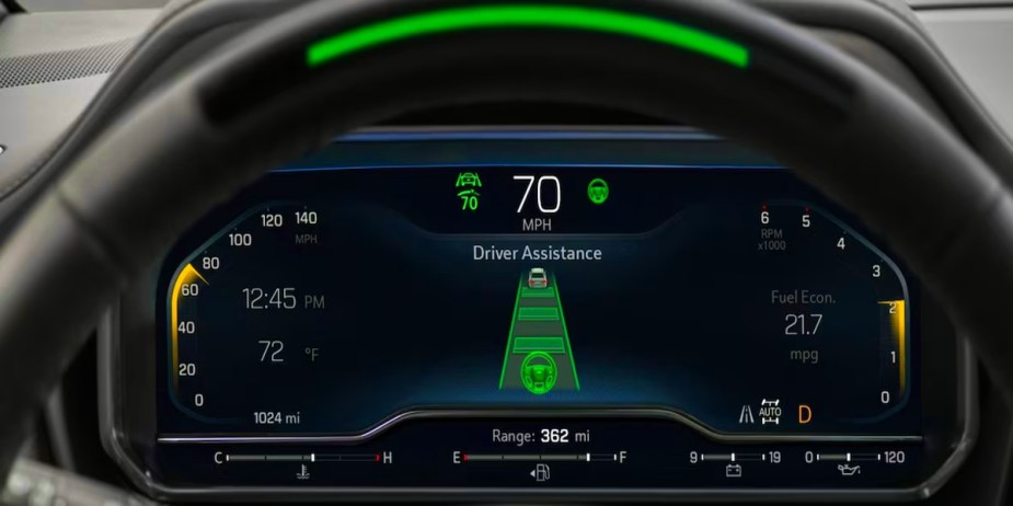 The instrument panel of a 2023 Chevrolet Suburban full-size SUV.