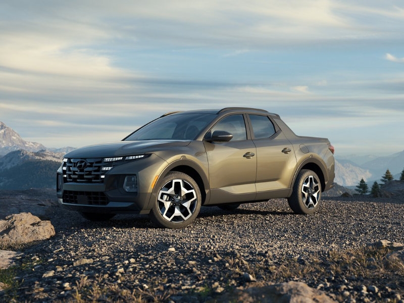 A 2023 Hyundai Santa Cruz on display.