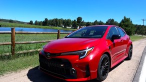 2023 Toyota GR Corolla on a dirt road