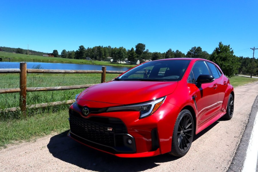 2023 Toyota GR Corolla on a dirt road