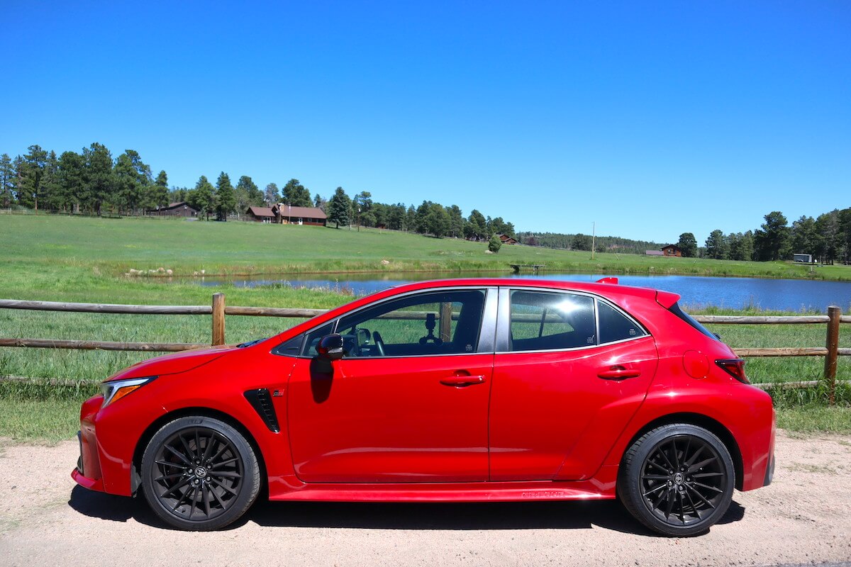 A side view of the 2023 Toyota GR Corolla