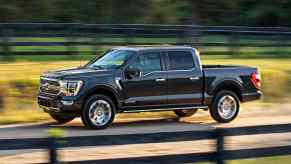 The 2023 Ford F-150 driving down the road