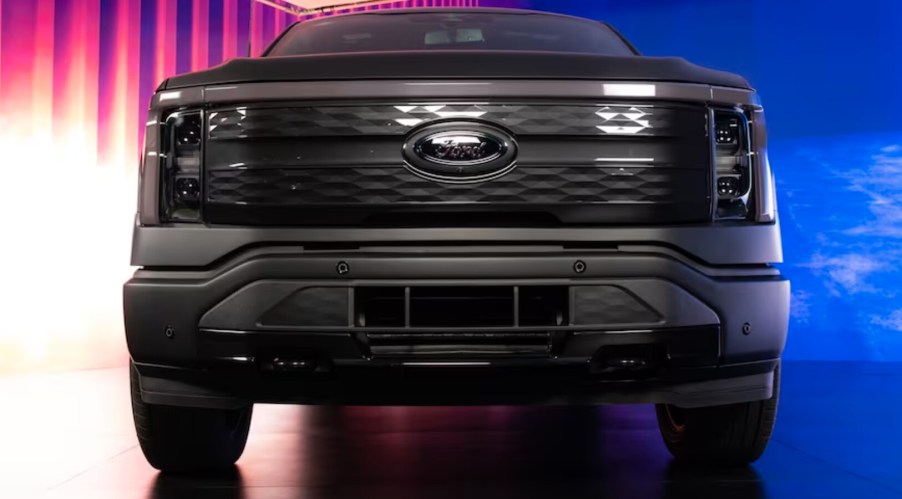 Grille of the 2024 Ford F-150 Lightning Platinum Black Edition