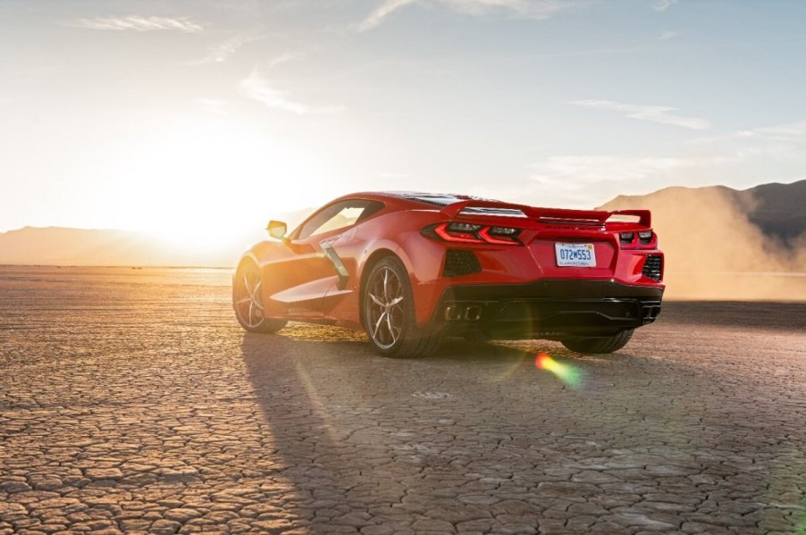 A 2023 Chevrolet Corvette Stingray Z51 basks in the setting sunlight.