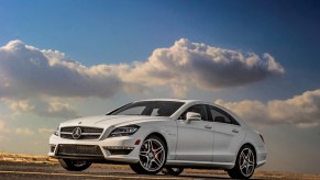 2014 Mercedes CLS63 AMG on blue sky background