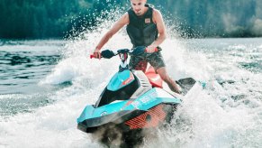 A Ski-Doo jet ski on the water