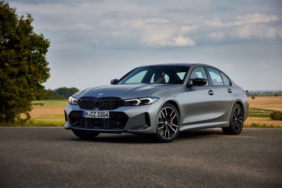 2024 BMW M340i in silver parked. A fully loaded 2024 BMW 3 Series adds a ton of luxury