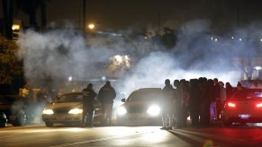 Groups at street racing gathering in LA.