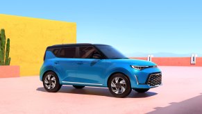 This blue Kia SUV is the 2023 Soul